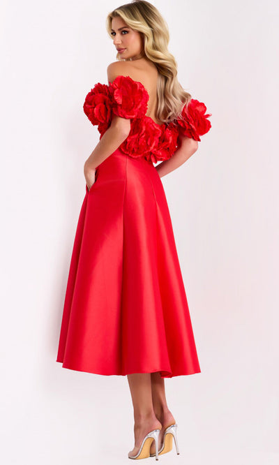 Jovani 44179 - Off-Shoulder Midi Dress with Florals