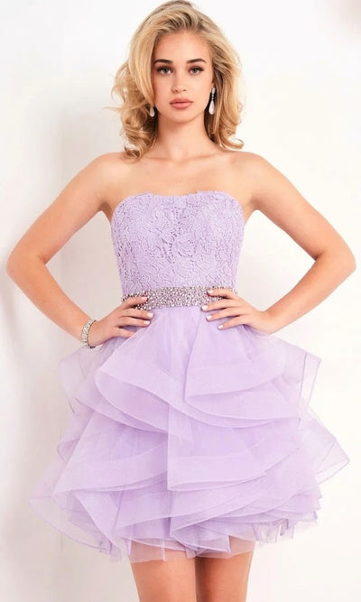 Jovani 3099 - Elegant Floral Lace Short Dress