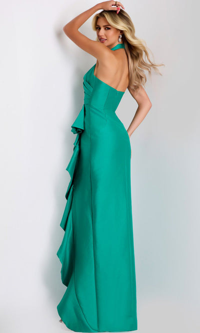 Jovani 44473 - Cascading Ruffle Halter Evening Gown