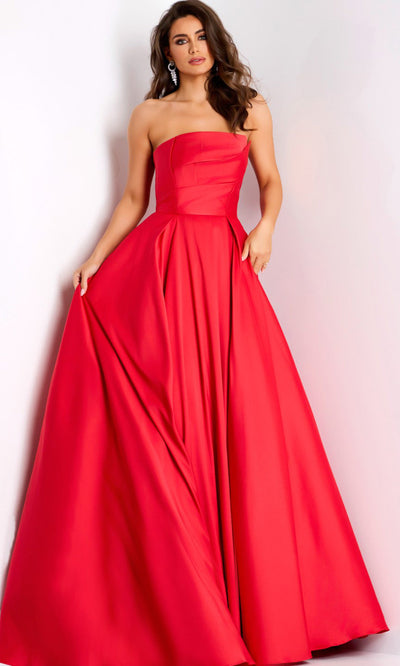 Jovani Pleated Bodice Strapless Evening Gown