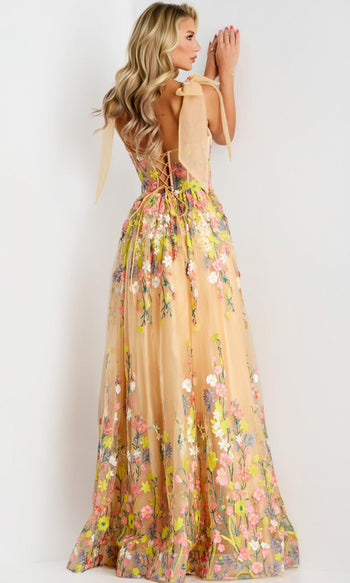 Jovani 44596 - Floral Embroidered Sweetheart Corset Gown