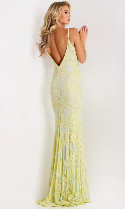 Jovani 44668 - Elegant Floral Lace Sheath Dress