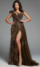 Striking One Shoulder Beaded Gown by Jovani