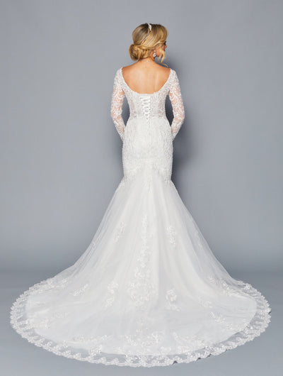 Deklaire Bridal 450 Court Train Trumpet Wedding Gown Long Sleeves