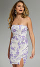 Jovani 45065 - Strapless Beaded Floral Mini Dress