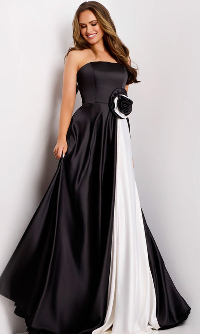 Jovani 45209 - Sleek Color Block Strapless Gown