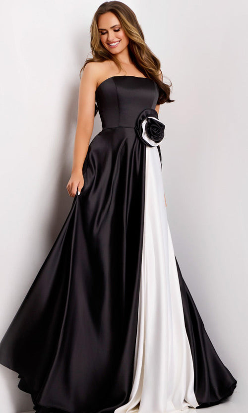 Jovani 45209 - Sleek Color Block Strapless Gown