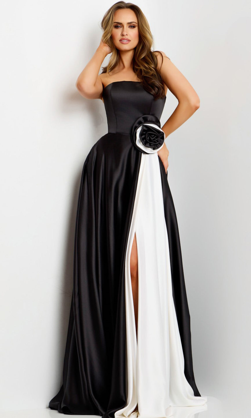 Jovani 45209 - Sleek Color Block Strapless Gown