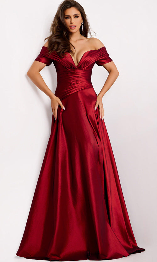 Jovani 45276 - Elegant Off-Shoulder Evening Gown