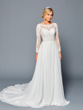 Modest Wedding Dresses | White Long Sleeve Bridal Gown by 453