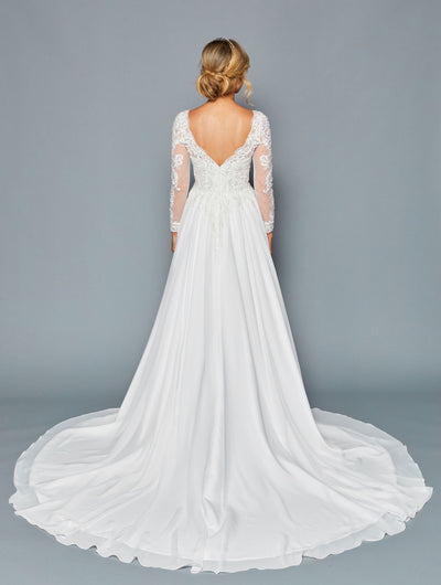 DeKlaire Bridal 453 Long Sleeve Boat Neckline Wedding Dress