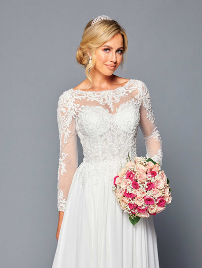 DeKlaire Bridal 453 Long Sleeve Boat Neckline Wedding Dress