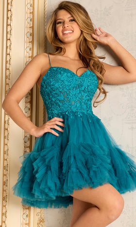 Lace Embroidered Tulle Short Dress by Jovani 45335