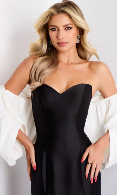 Jovani 45358 - Elegant Velvet Mermaid Gown with Dramatic Sleeves