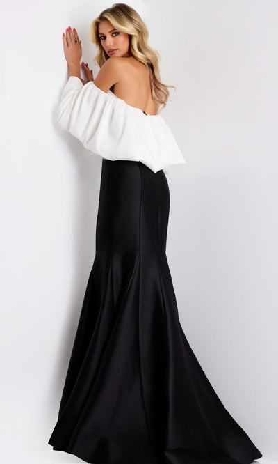 Jovani 45358 - Elegant Velvet Mermaid Gown with Dramatic Sleeves