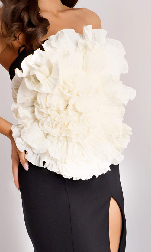 Jovani 45450 - Strapless Floral Applique Sheath Gown