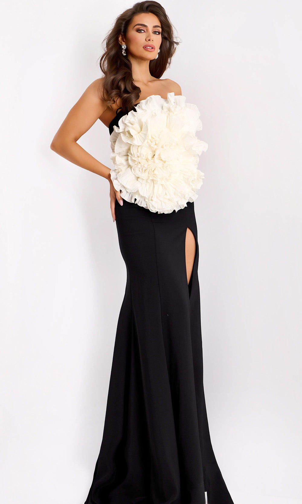 Jovani 45450 - Strapless Floral Applique Sheath Gown