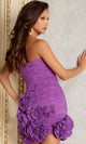 Striking Ruched Strapless Mini Dress with Floral Details