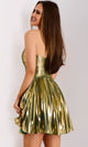 Jovani Metallic Pleated Strapless Cocktail Dress