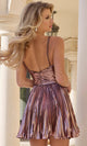 Jovani 45689 - Braided Straps Metallic Halter Dress