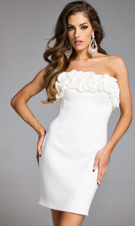Jovani 42574 - Ruffle Neckline Strapless Cocktail Dress