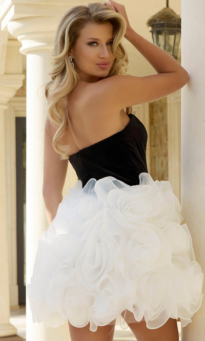Rosette Skirt Straight Neckline Party Dress