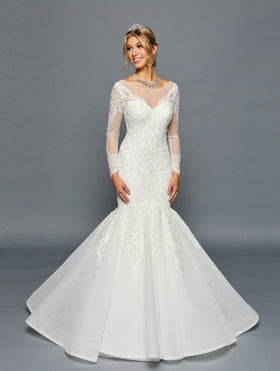 DeKlaire 459 Mermaid Wedding Dress with Court Train