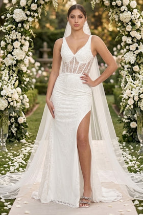 Sheath Wedding Dresses | Ivory Bridal Gown by MQ2102
