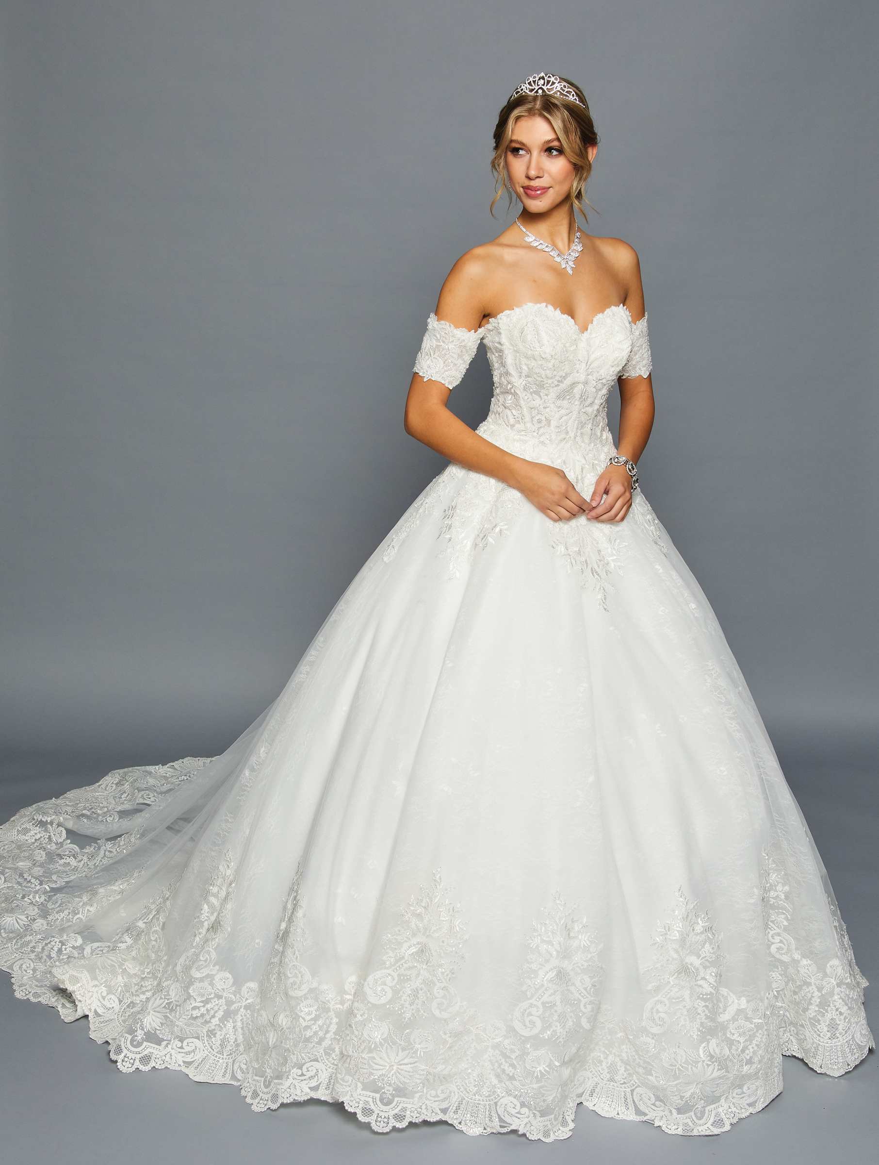 DeKlaire 462 Long A-Line Wedding Ballgown Classic Bridal Dress White / M DeKlaire 462 Long A-Line Wedding Ballgown Classic Bridal Dress White / M