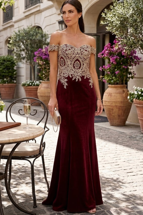 Clearance Mauve Size L Off Shoulder Fitted Long Mermaid Dress By Eva USA 5193