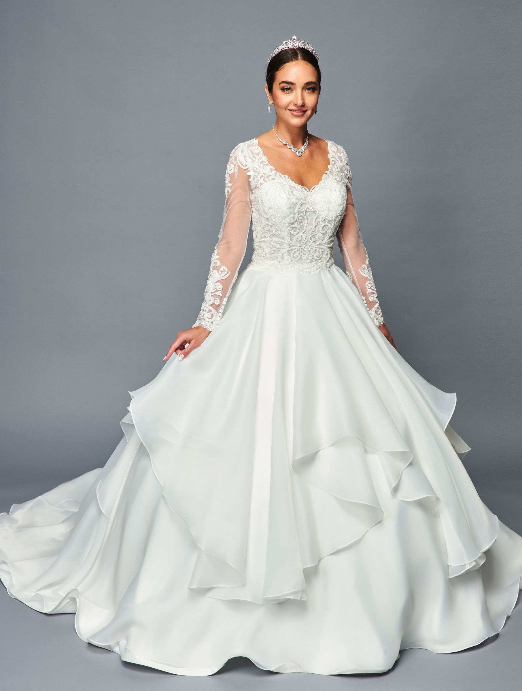 DeKlaire 466 A-Line Ball Gown Wedding Dress – Chapel Train Bridal Look