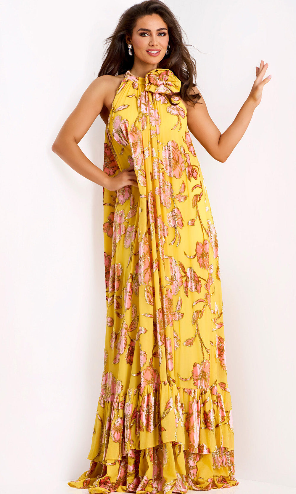 Elegant Floral Sequin Gown by Jovani