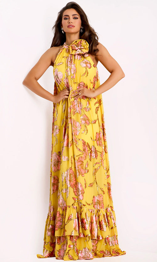 Elegant Floral Sequin Gown by Jovani