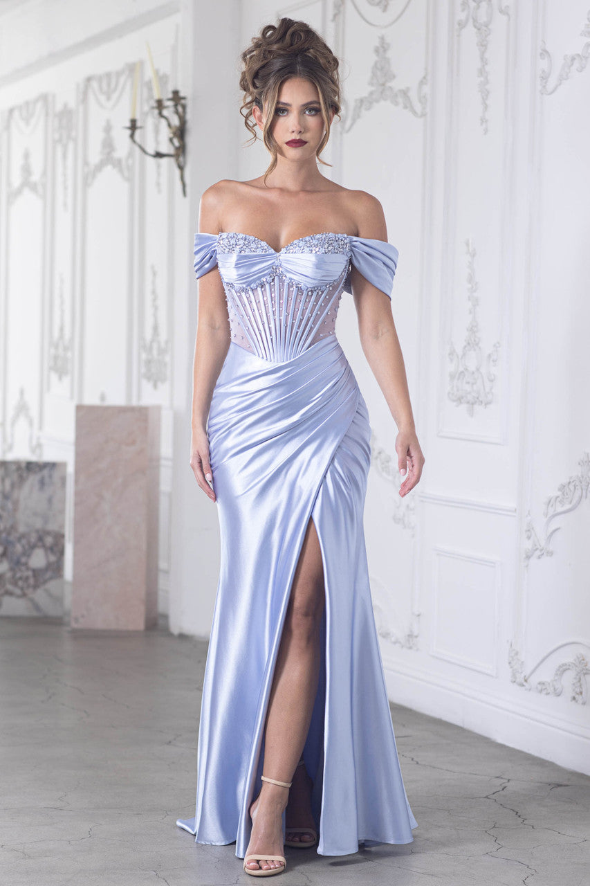 sweetheart off the shoulder dress Beaded Illusion with Slit 8403 by Lenovia Colour:LATTE Ideal for those who dusty pink mini dress AE Tiered Ruffle Maxi