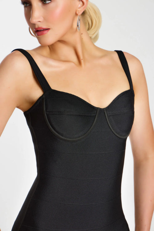 Bustier Midi Bodycon Dress with Straps Sweetheart Neckline Fitted Cocktail Dress by Jovani 46641