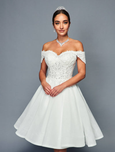 DeKlaire Bridal 467 Short Off the shoulder A-line Wedding Dress
