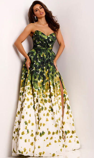 Jovani 46723 - Strapless Floral Gown