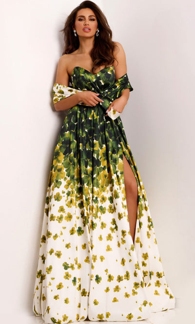 Jovani 46723 - Strapless Floral Gown