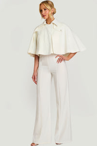 Strapless Wide-Leg Jumpsuit with Detachable Cape Jacket Formal Evening by Jovani 46781
