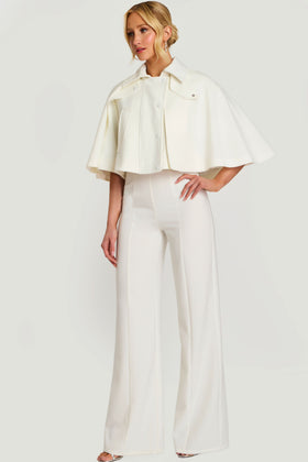 Strapless Wide-Leg Jumpsuit with Detachable Cape Jacket Formal Evening by Jovani 46781