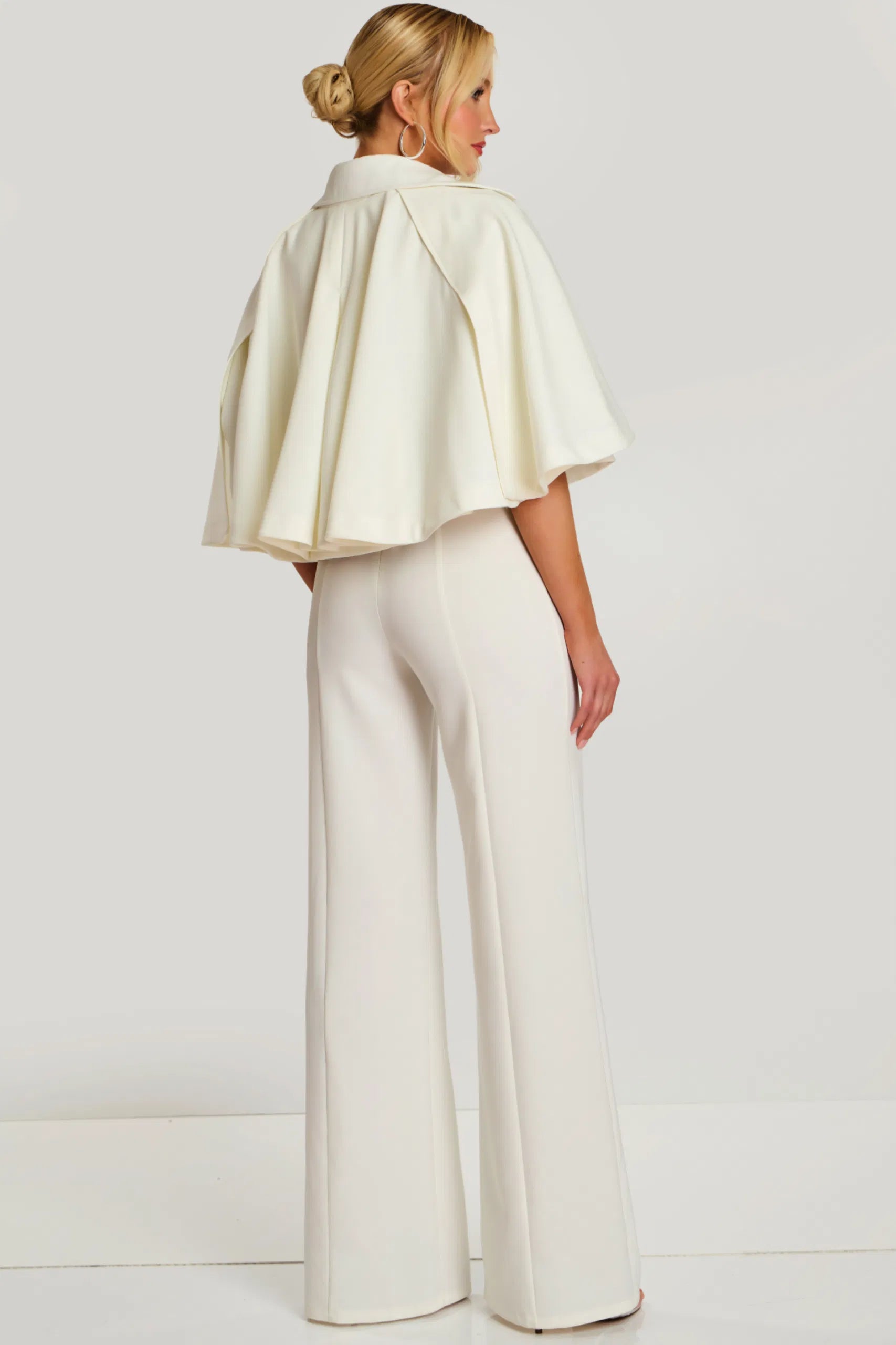 Strapless Wide-Leg Jumpsuit with Detachable Cape Jacket Formal Evening by Jovani 46781