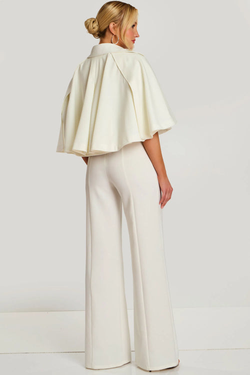 Strapless Wide-Leg Jumpsuit with Detachable Cape Jacket Formal Evening by Jovani 46781
