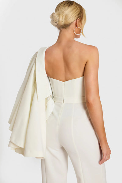 Strapless Wide-Leg Jumpsuit with Detachable Cape Jacket Formal Evening by Jovani 46781