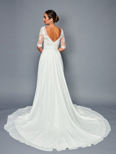 DeKlaire Bridal 468 Long Mid-Sleeve A-Line Wedding Dress
