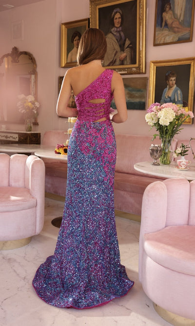 Ava Presley 47039 Long One-Shoulder Cutout Prom Formal Elegant Sequin Dress