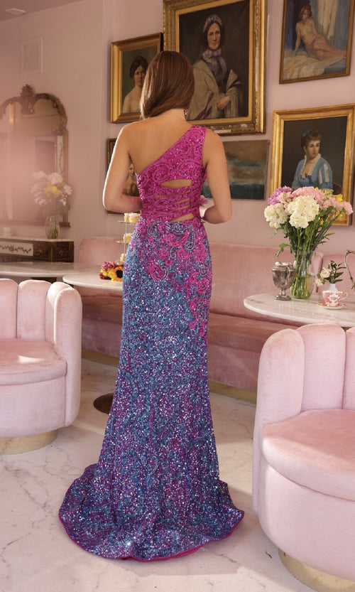 Ava Presley 47039 Long One-Shoulder Cutout Prom Formal Elegant Sequin Dress