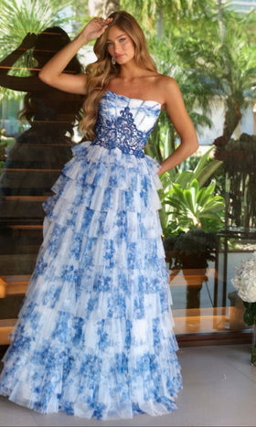 Ava Presley 47106 Floral A-Line Strapless Tie Skirt Dress