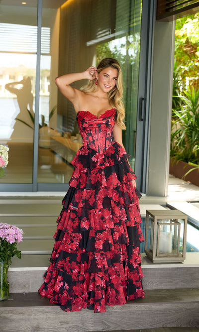Ava Presley 47108 Floral A-Line Strapless Sweetheart Dress