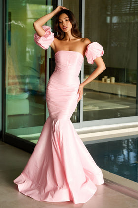 Ava Presley 47172 Mermaid Strapless Open Back Prom Elegant Taffeta Dress