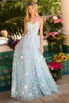 Ava Presley 47189 Floral A-Line Corset Prom Elegant Dress